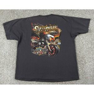 Sturgis Motorcycle Shirt Men 2XL Gray Short Sleeve Eagle Flames Rally Biker 2010